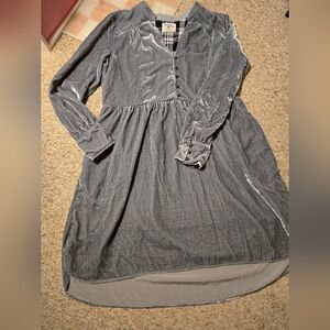 HOLDING HORSES Dark Teal Long Sleeve Velvet Dress